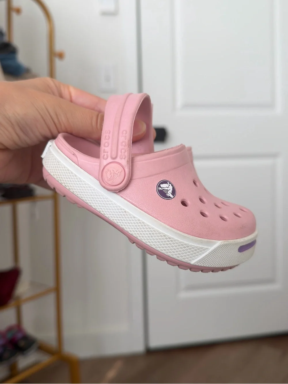 CROCS Crocband Classic Clog Platform Pink Slingback Strap Size 4/5c Baby Girl